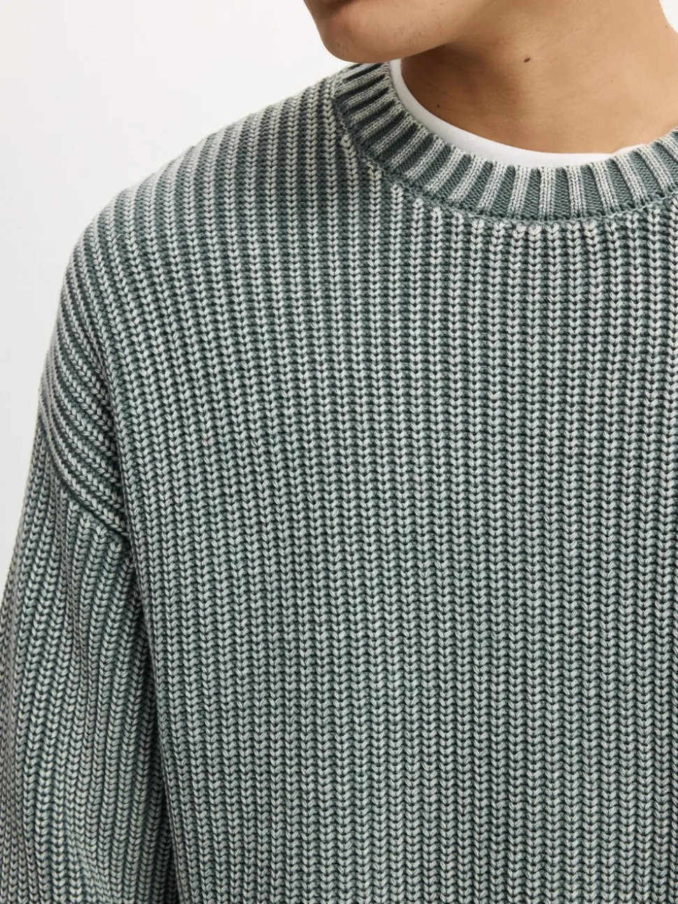 Cotton On Grey Washed Box Fit Crew Neck Knit Jumper