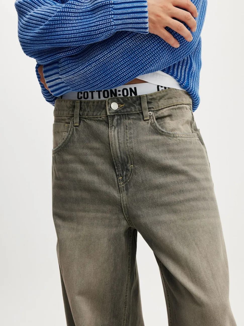 Cotton On Light Grey Super Baggy Jeans