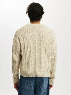 Cotton On Natural Cable Knit Crew Jumper