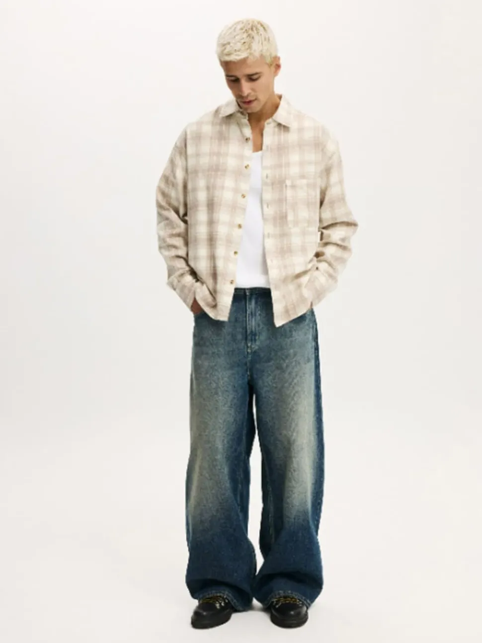 Cotton On Natural Tribeca Long Sleeve Shirt
