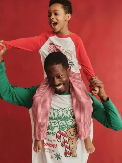 Cotton On Red Adult Matching Family Christmas Raglan Long Sleeve Pyjamas Set