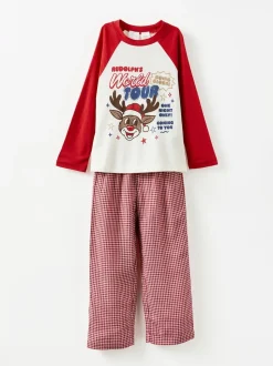 Cotton On Red Adult Matching Family Christmas Raglan Long Sleeve Pyjamas Set