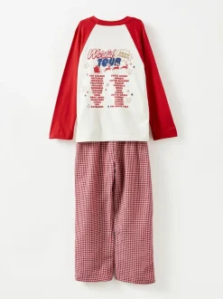 Cotton On Red Adult Matching Family Christmas Raglan Long Sleeve Pyjamas Set