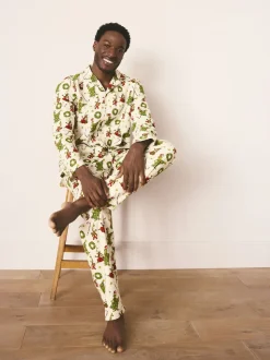 Cream Grinch Matching Family Christmas Button Through Pyjamas