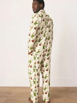 Cream Grinch Matching Family Christmas Button Through Pyjamas
