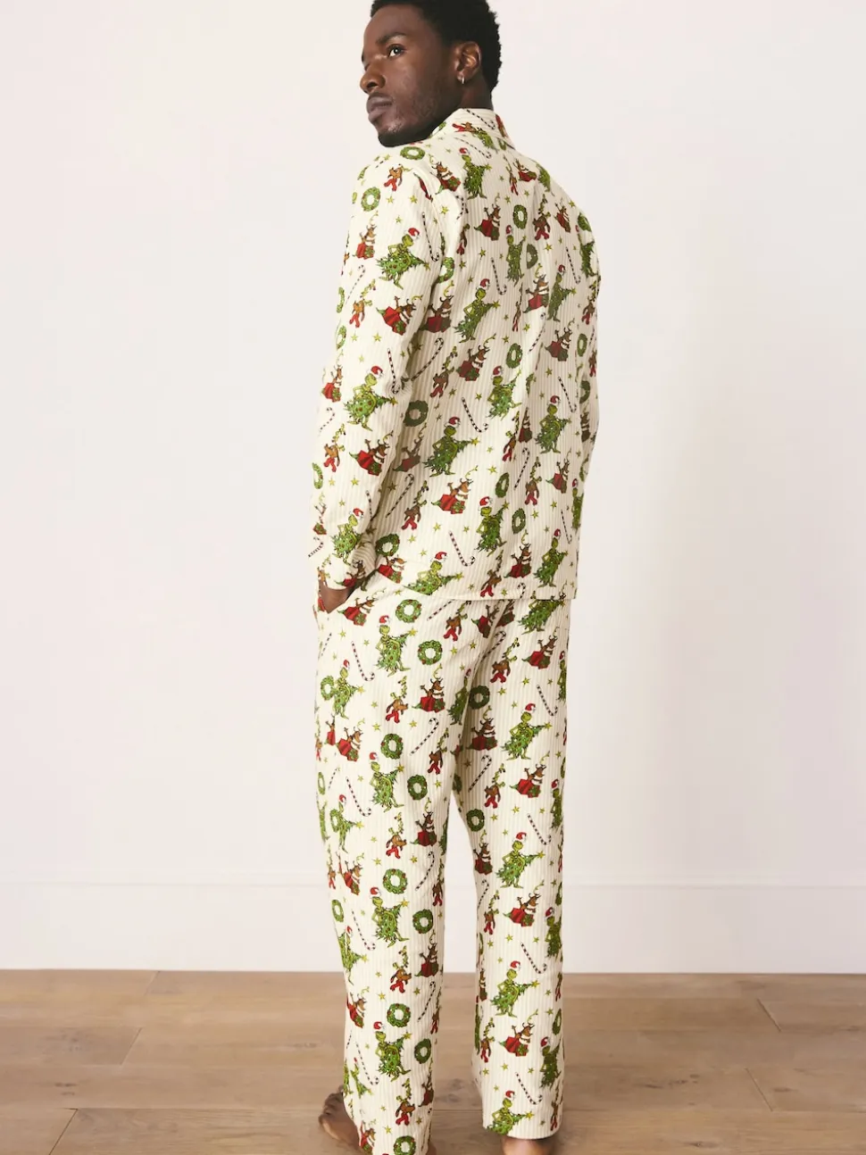 Cream Grinch Matching Family Christmas Button Through Pyjamas