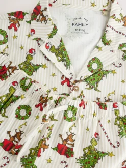 Cream Grinch Matching Family Christmas Button Through Pyjamas