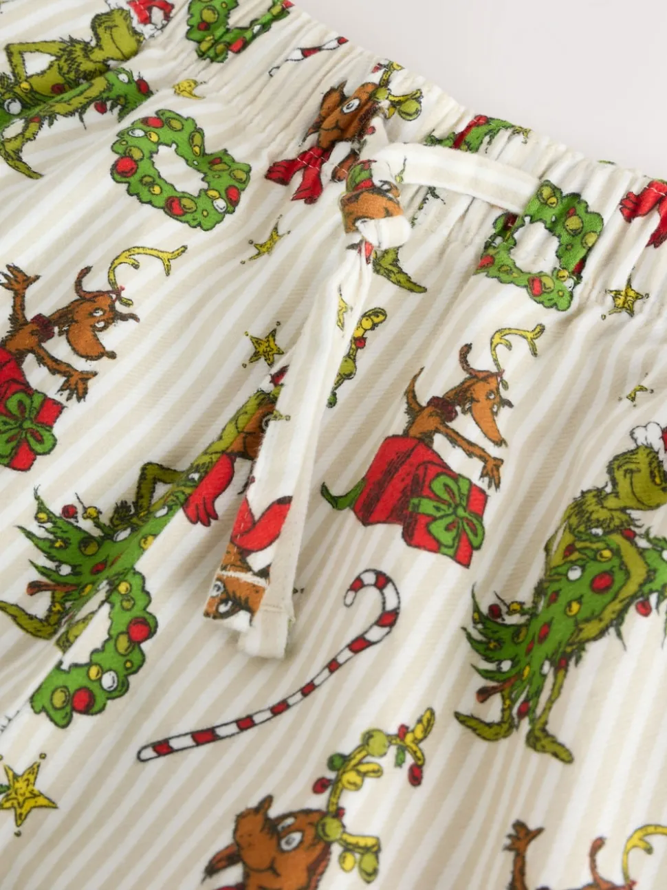 Cream Grinch Matching Family Christmas Button Through Pyjamas