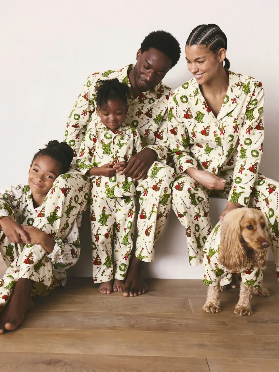 Cream Grinch Matching Family Christmas Button Through Pyjamas