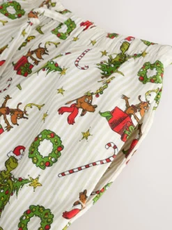 Cream Grinch Matching Family Christmas Button Through Pyjamas