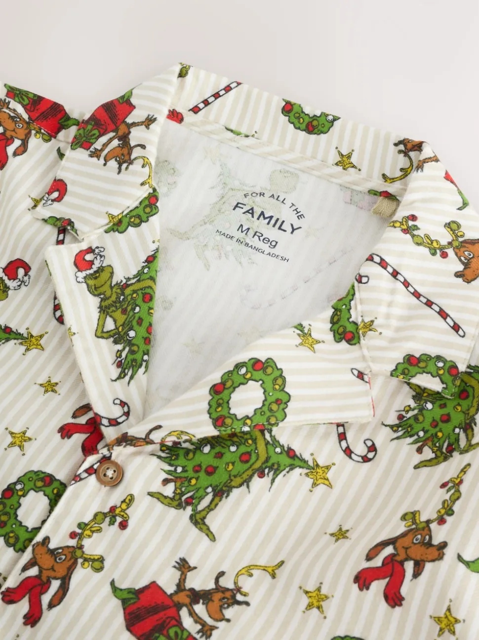 Cream Grinch Matching Family Christmas Button Through Pyjamas