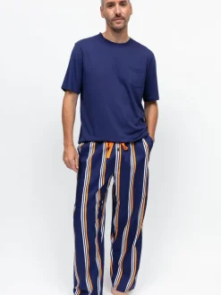 Cyberjammies Blue Jersey Top & Printed Stripe Pyjamas Set