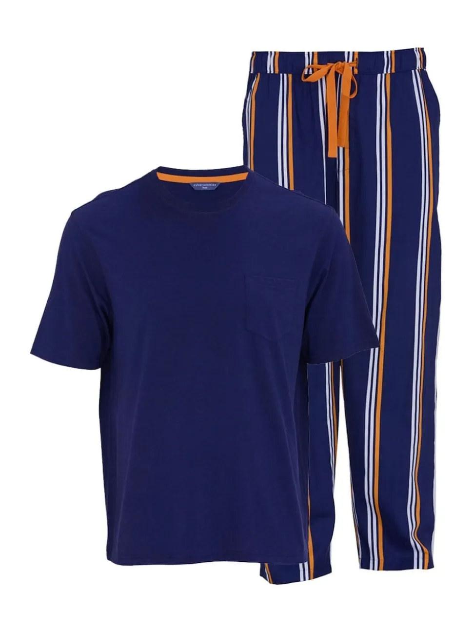 Cyberjammies Blue Jersey Top & Printed Stripe Pyjamas Set