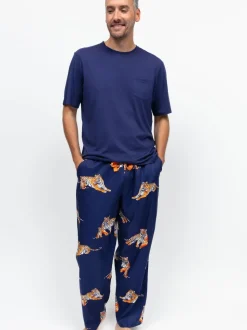 Cyberjammies Blue Jersey Top & Tiger Print Pyjamas Set