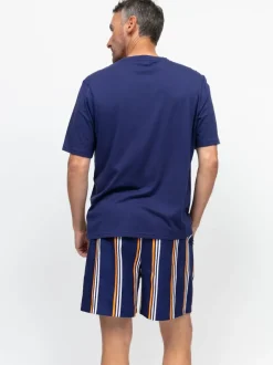 Cyberjammies Blue Jersey Top & Printed Stripe Shorts Set