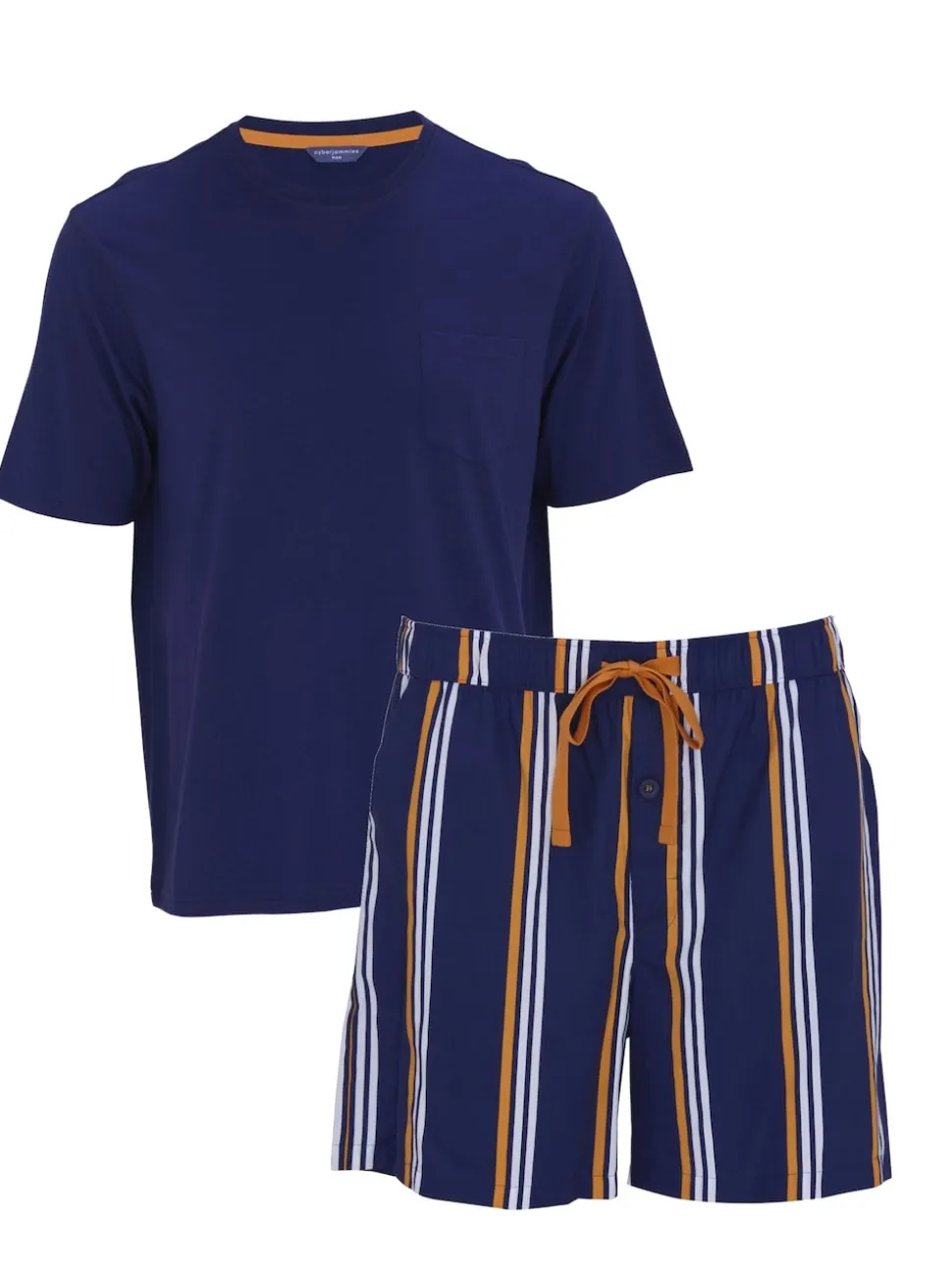 Cyberjammies Blue Jersey Top & Printed Stripe Shorts Set