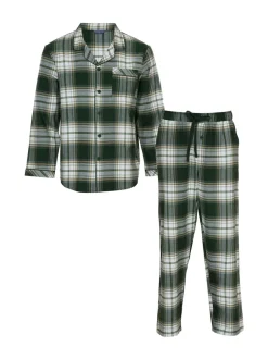 Cyberjammies Green Mens 100% Cotton Check Long Sleeve Pyjamas Set