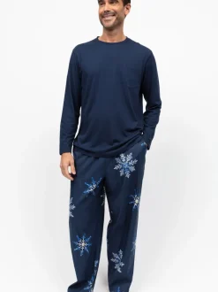 Cyberjammies Green Mens Printed Pyjamas Bottoms and Solid Jersey T-Shirt
