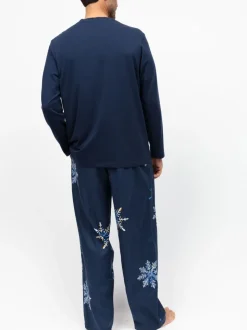 Cyberjammies Green Mens Printed Pyjamas Bottoms and Solid Jersey T-Shirt