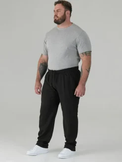 D555 Black ALBERT Jogging Bottoms With Open Hem and Zipper Pockets