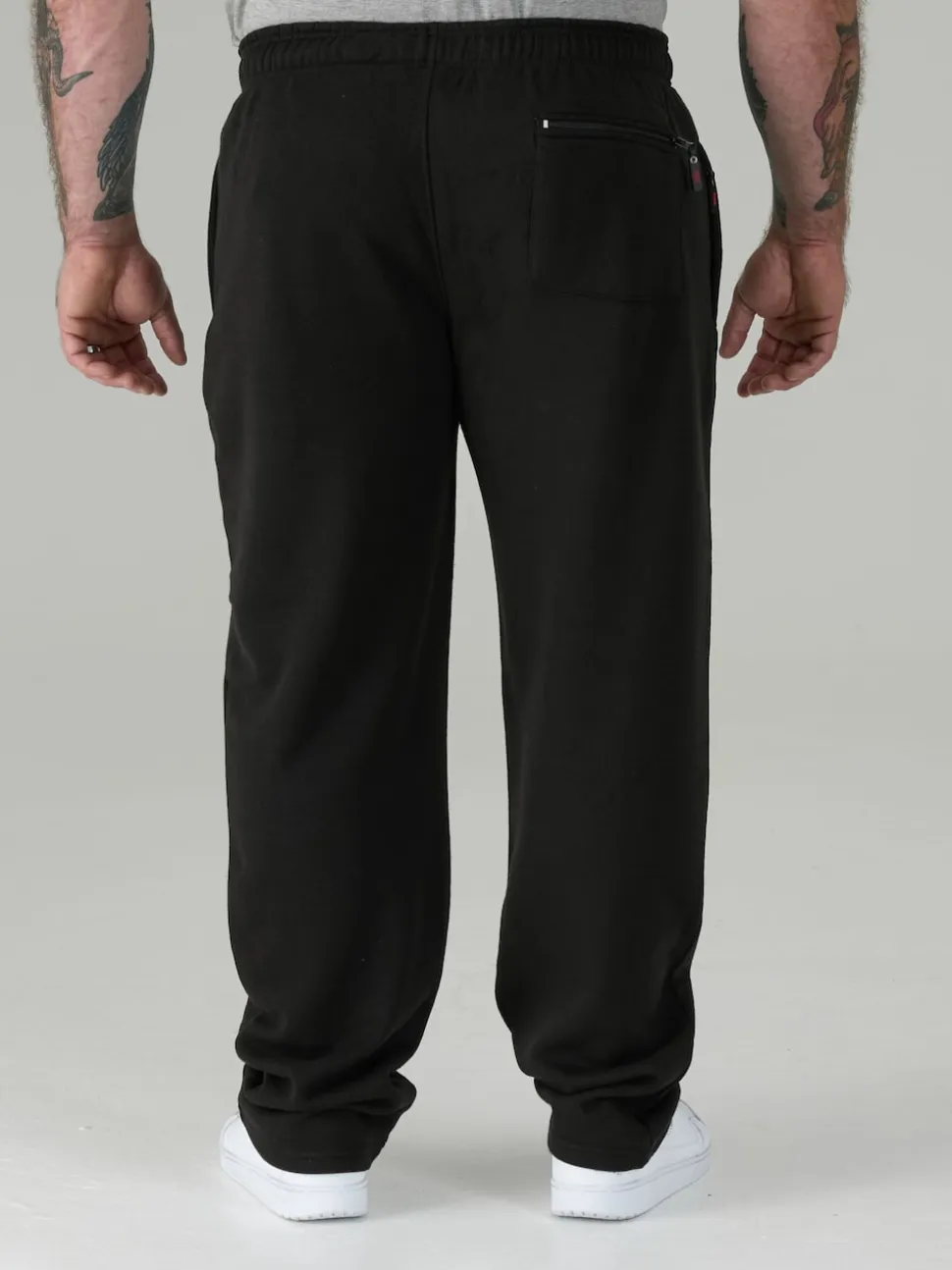 D555 Black ALBERT Jogging Bottoms With Open Hem and Zipper Pockets