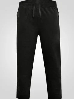 D555 Black ALBERT Jogging Bottoms With Open Hem and Zipper Pockets
