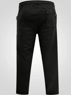 D555 Black ALBERT Jogging Bottoms With Open Hem and Zipper Pockets
