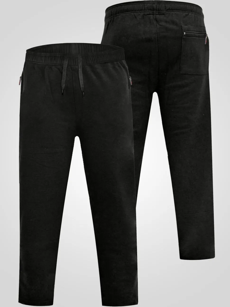 D555 Black ALBERT Jogging Bottoms With Open Hem and Zipper Pockets