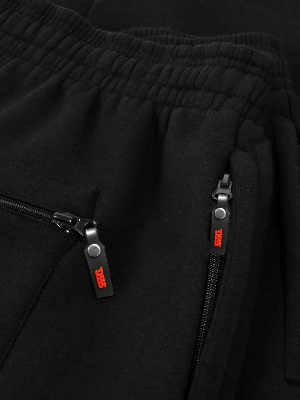 D555 Black ALBERT Jogging Bottoms With Open Hem and Zipper Pockets