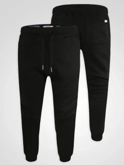 D555 Black BRANDON Cuffed Joggers With Side Pockets And Drawcord