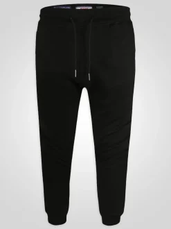 D555 Black BRANDON Cuffed Joggers With Side Pockets And Drawcord
