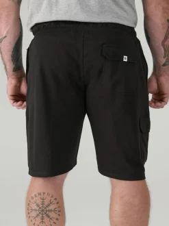 D555 Black JOHN Lightweight Fleece Cotton Cargo Shorts With Zipper Pockets