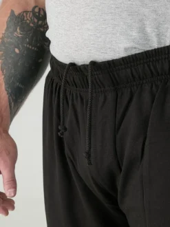 D555 Black RORY Lightweight Fleece Jogging Bottom With Open Hem And Zipper Pockets