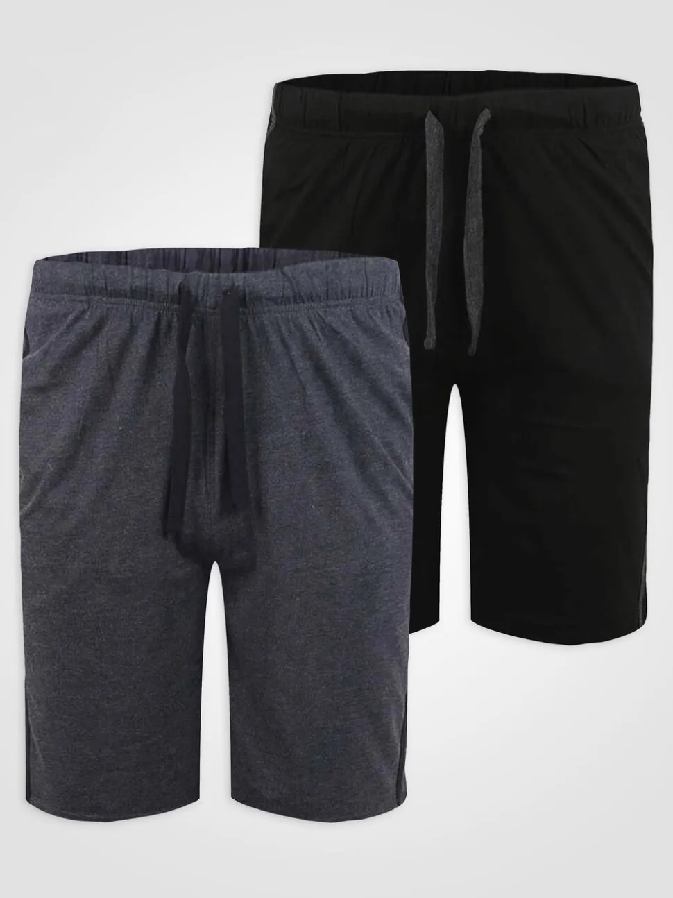 D555 Black RYAN Elasticated Waist Jersey With Side Stripes Shorts 2 Pack