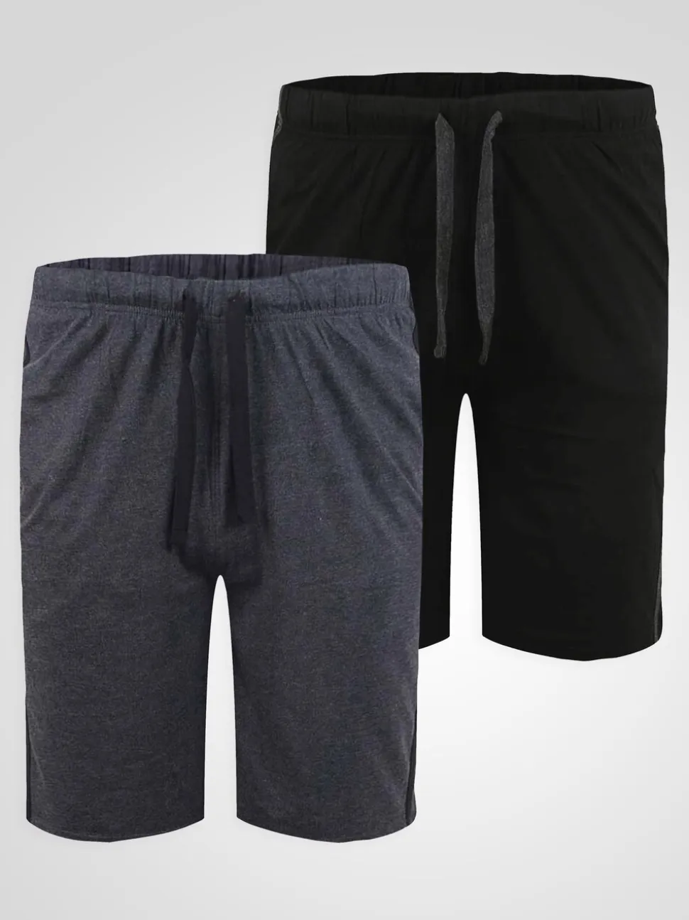 D555 Black RYAN Elasticated Waist Jersey With Side Stripes Shorts 2 Pack