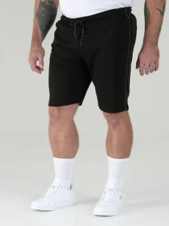 D555 Black RYAN Elasticated Waist Jersey With Side Stripes Shorts 2 Pack