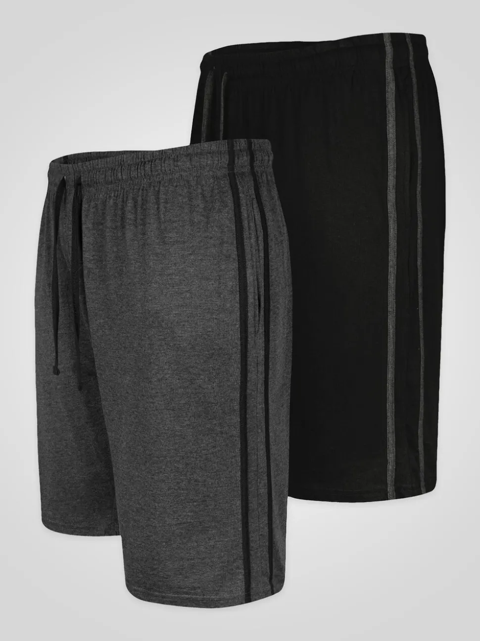 D555 Black RYAN Elasticated Waist Jersey With Side Stripes Shorts 2 Pack