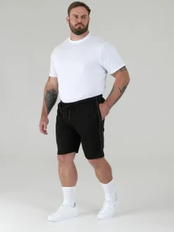D555 Black RYAN Elasticated Waist Jersey With Side Stripes Shorts 2 Pack