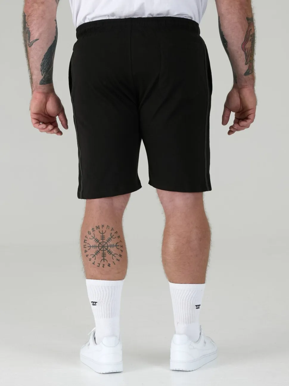 D555 Black RYAN Elasticated Waist Jersey With Side Stripes Shorts 2 Pack