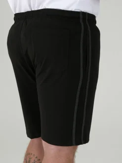 D555 Black RYAN Elasticated Waist Jersey With Side Stripes Shorts 2 Pack