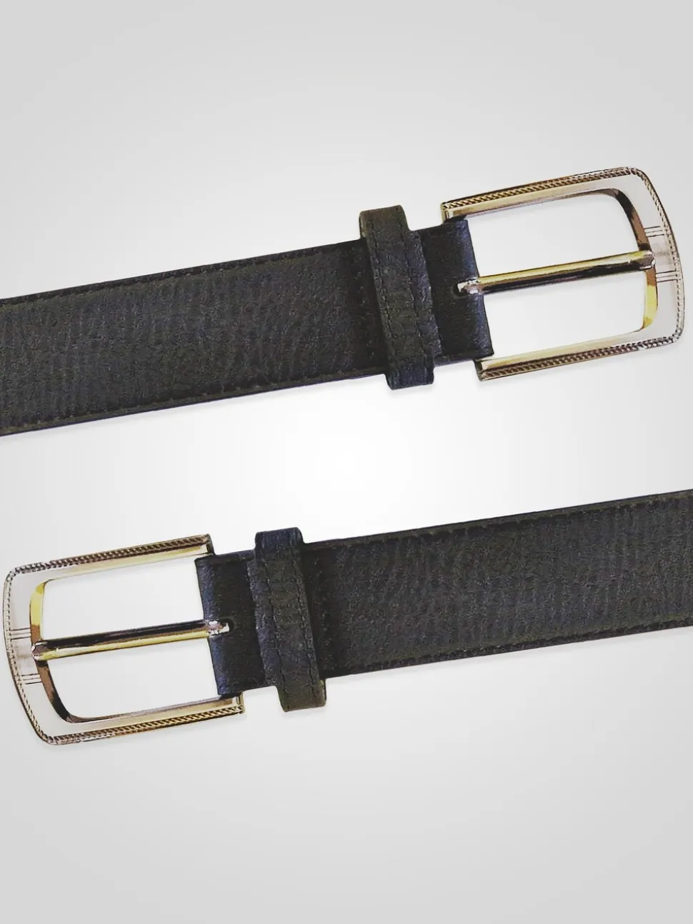 D555 Black SAMUEL Large Buckle Faux 3.9cm Width Leather Belt
