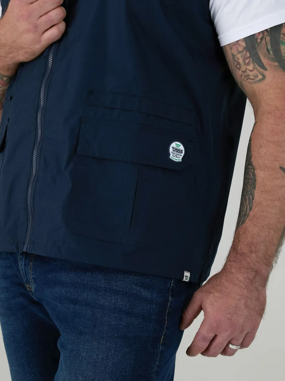 D555 Blue ENZO Multi Pocket Waistcoat