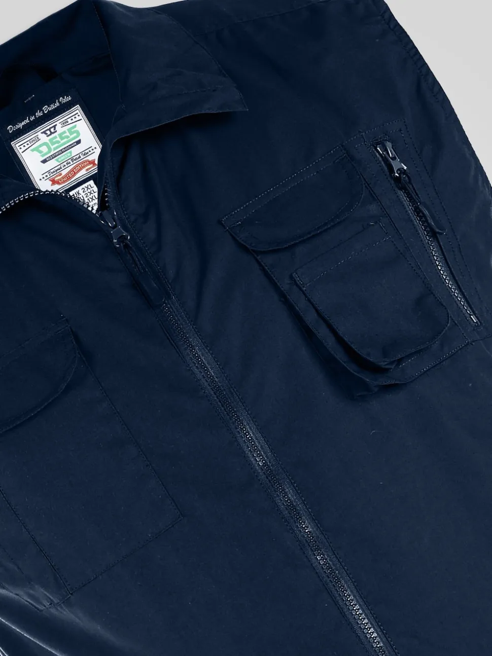 D555 Blue ENZO Multi Pocket Waistcoat