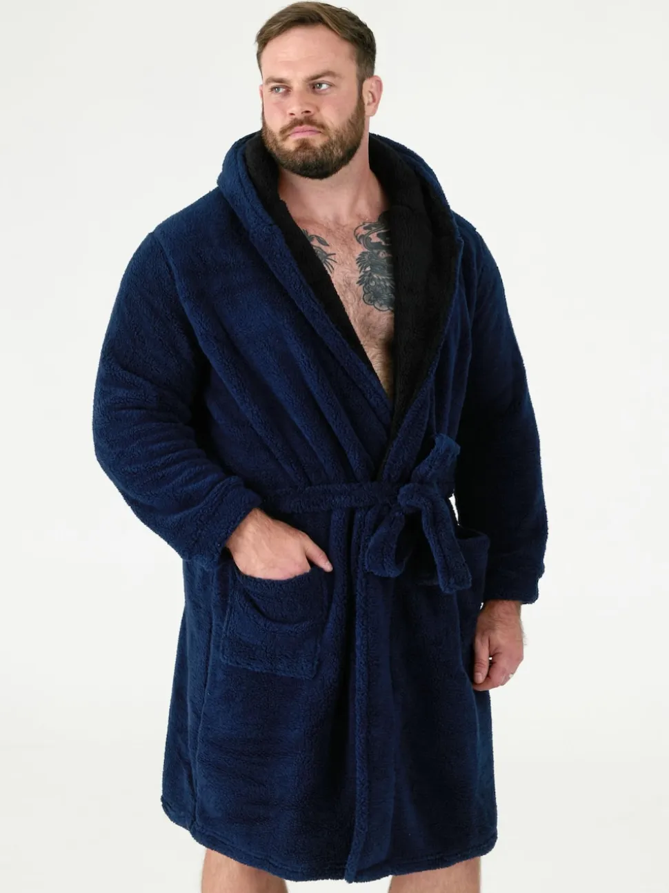 D555 Blue Newquay 1 Supersoft Dressing Gown With Hood