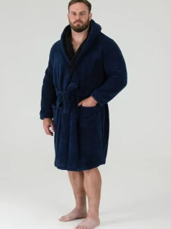 D555 Blue Newquay 1 Supersoft Dressing Gown With Hood
