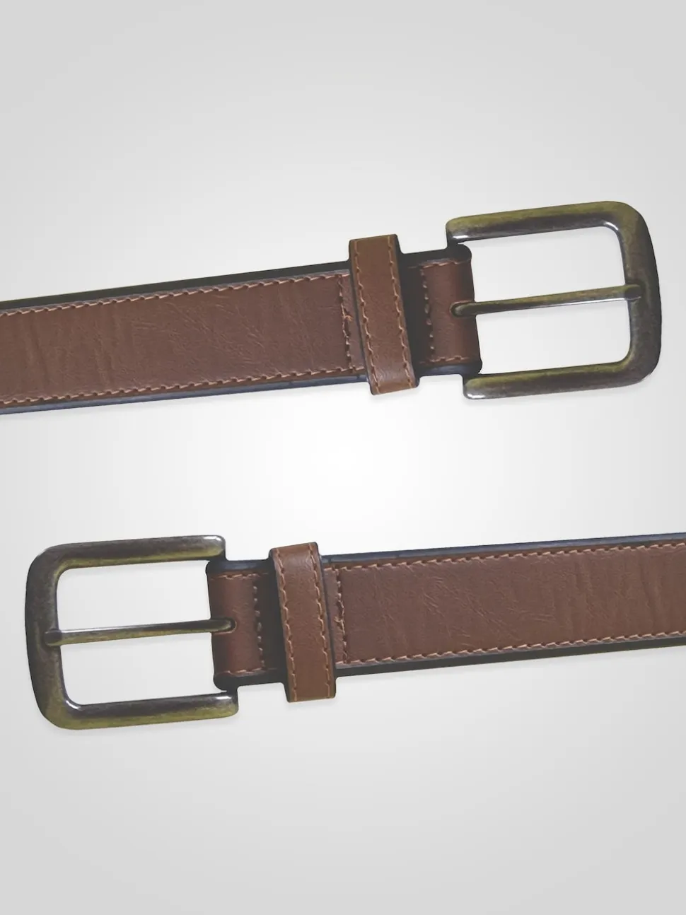 D555 Brown AVANT Burnished Edge Faux 3.50 cm Width Leather Belt