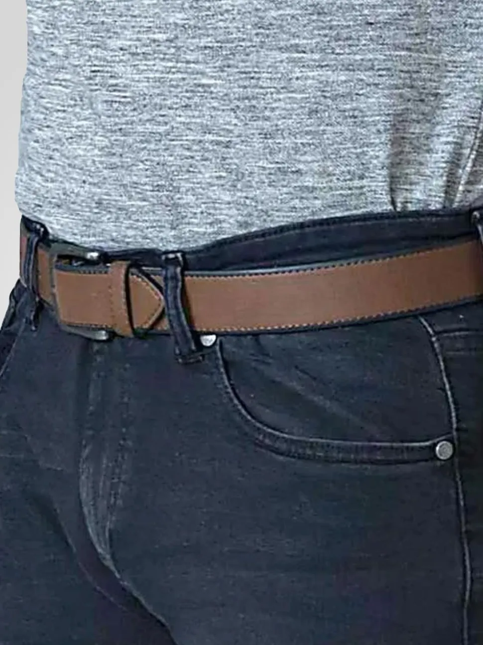 D555 Brown AVANT Burnished Edge Faux 3.50 cm Width Leather Belt