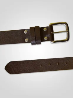 D555 Brown Gavin Hand Crafted Real Leather Hide Belt 3.7 Cm Width