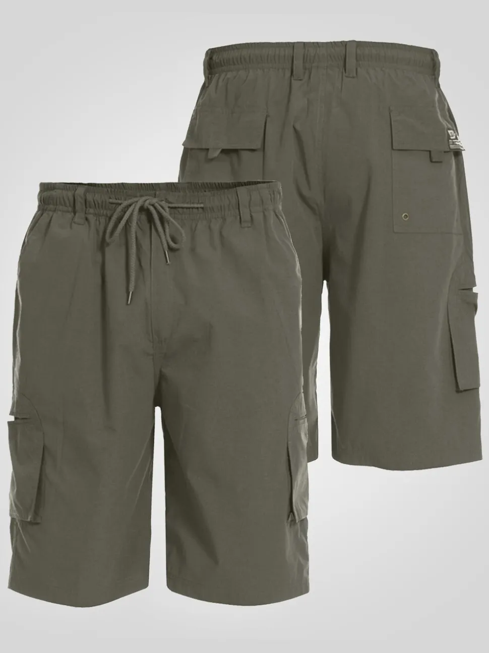 D555 Green NICK Cargo Shorts With Shaped Leg Pockets