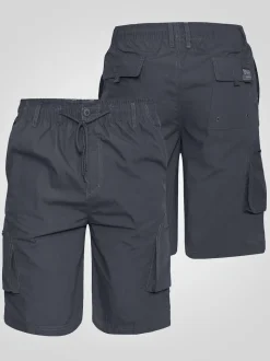 D555 Grey NICK Cargo Shorts With Shaped Leg Pockets